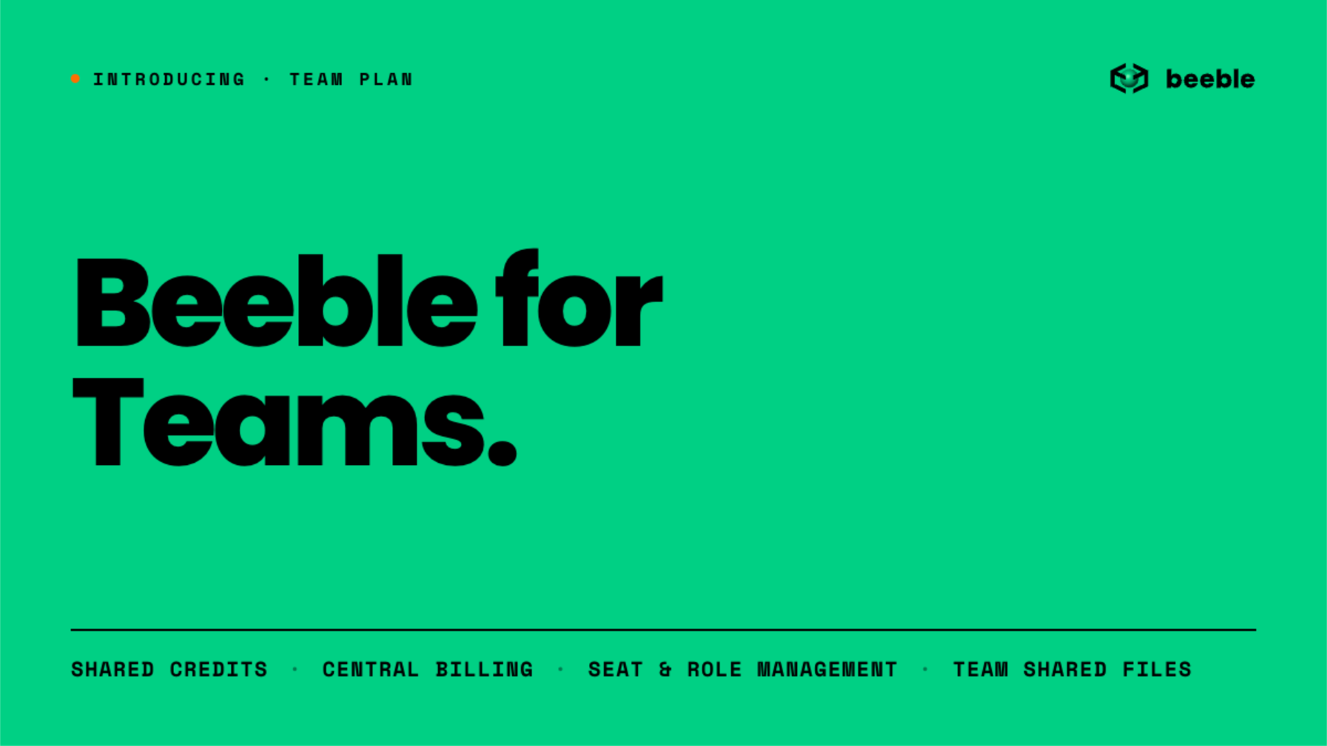 Beeble Team Plan — a shared workspace for studios and production teams