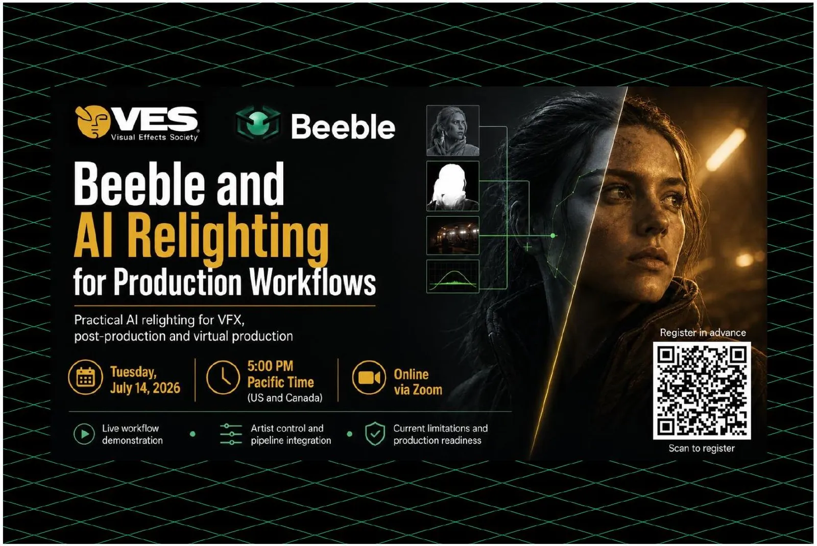 Beeble × VES virtual session on AI relighting in VFX workflows